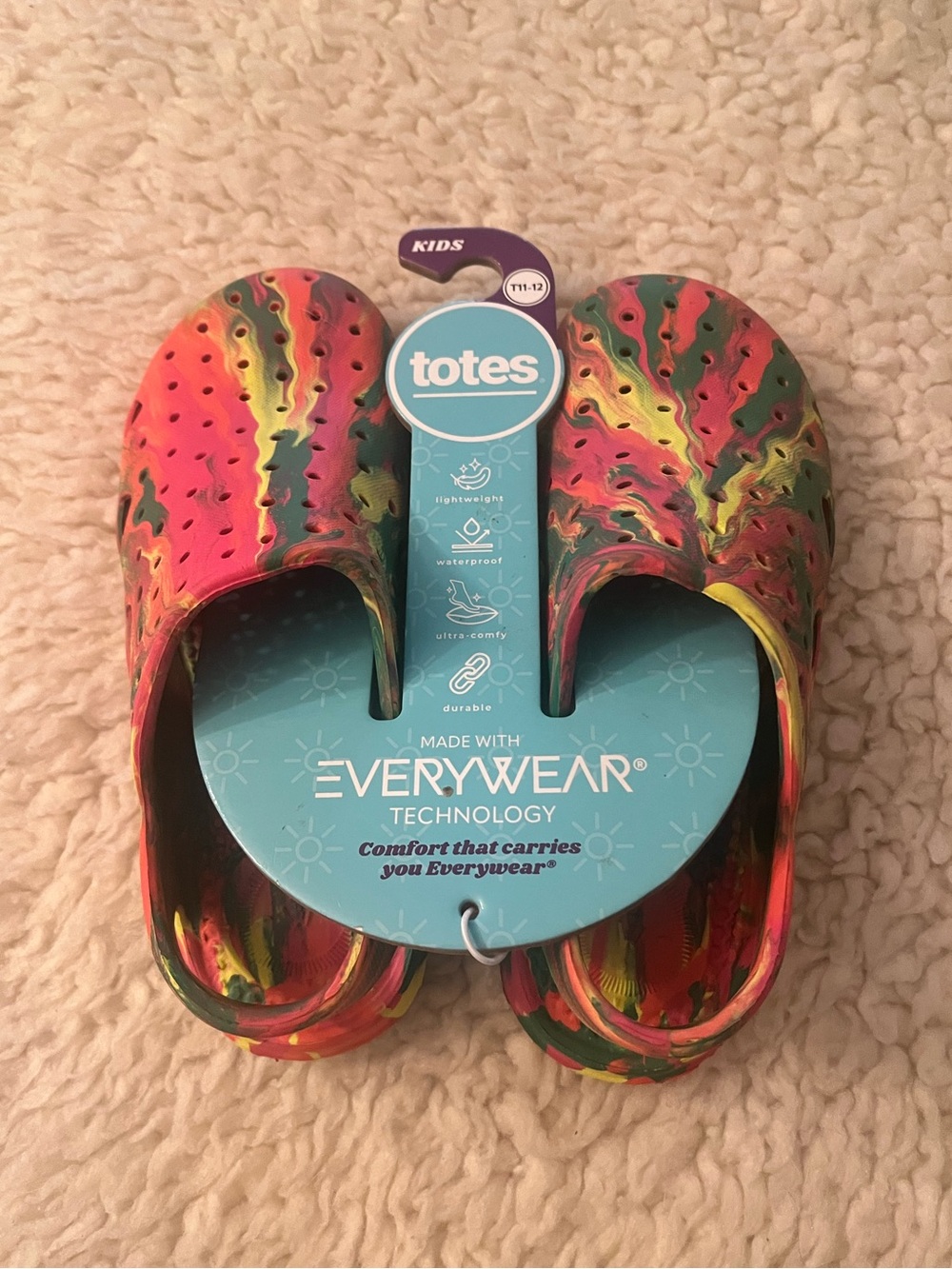 NWT Totes Kids Everywear Splash & Play Clogs - Toddler Size 11/ 12 Multi-Color